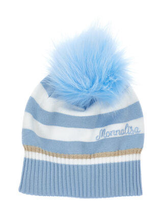 Striped hat with pom pom