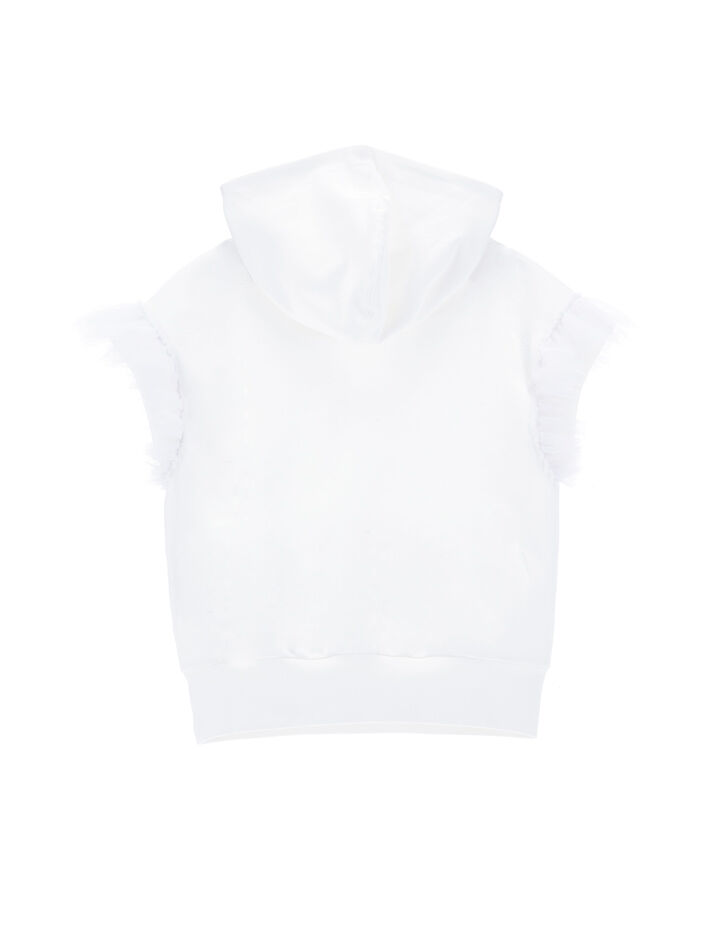 Monnalisa cropped embellished tulle-cuff cardigan - White