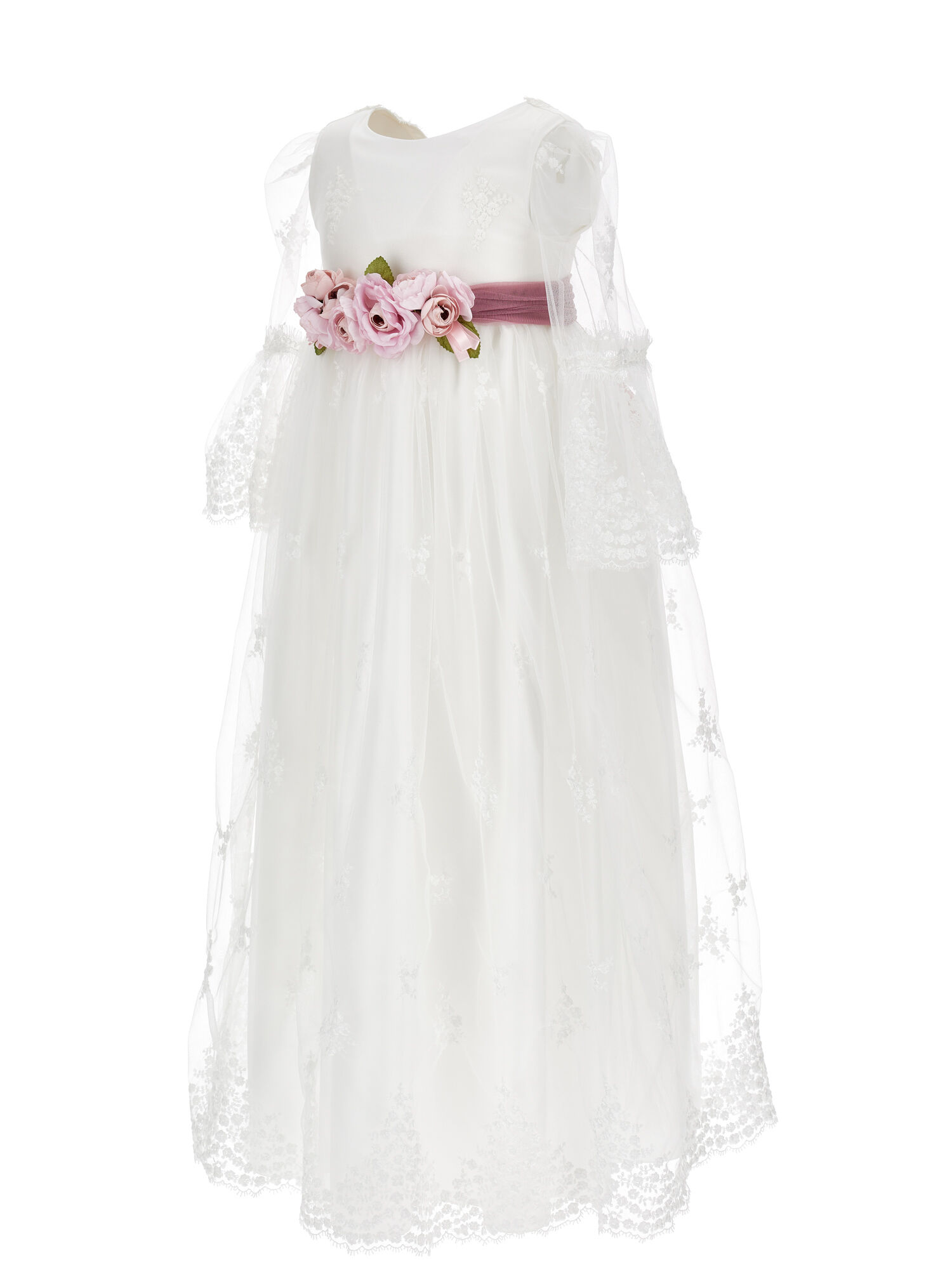 Long embroidered tulle lace dress girl | Monnalisa United States