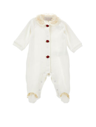 Romper with ruffled collar and buttons