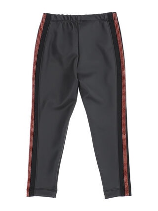 Coated fabric pants with rhinestones