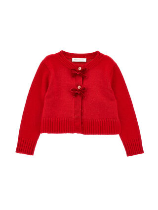 Soft velvet bow cardigan