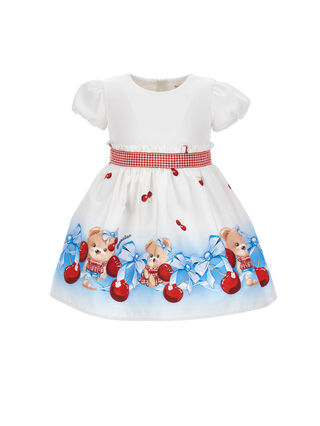 Graduated print poplin dress