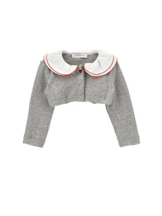 Cotton angora wraparound cardigan with collar