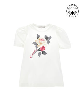 Organic cotton T-shirt with rose