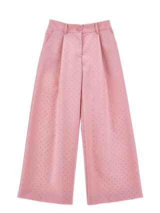 Viscose trousers with rhinestones