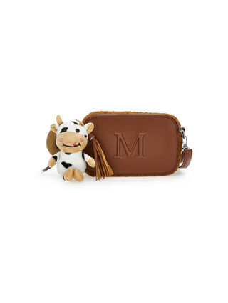 Plush cow shoulder bag