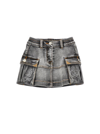 Jupe courte jean cargo