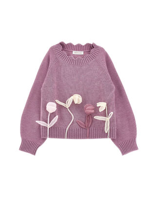 Sweater with tulle tulips