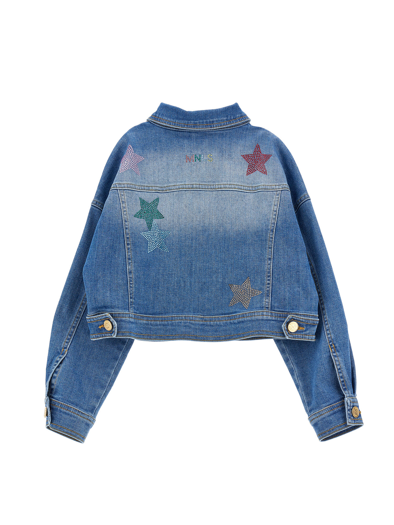 Denim jacket with studded stars girl Monnalisa United States