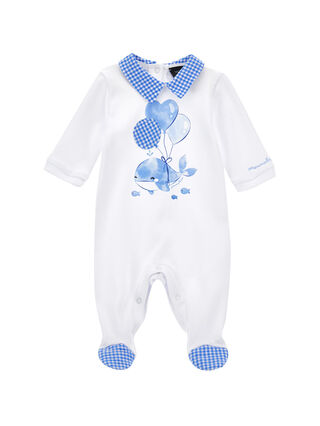 Cotton playsuit with whale print