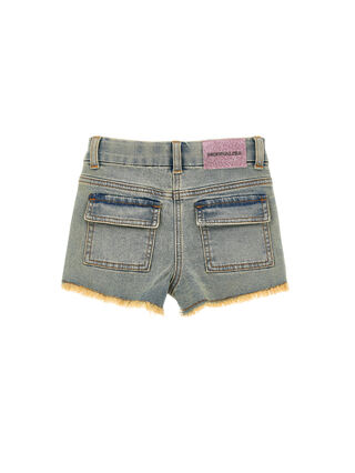 Jeansshorts mit Pfirsichbl&uuml;ten-Stickerei