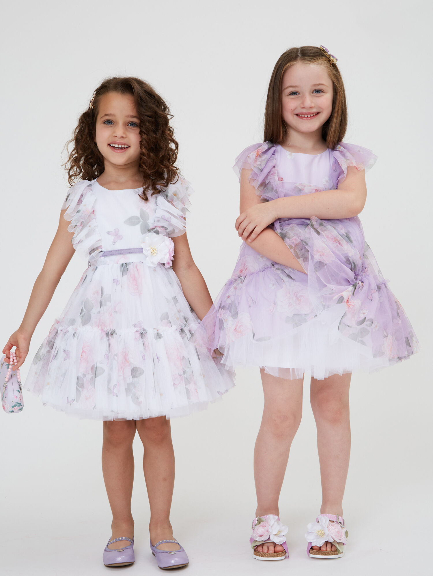 Abito tulle stampa rose bambina Monnalisa Italia