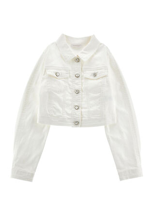 Denim jacket with jewel buttons