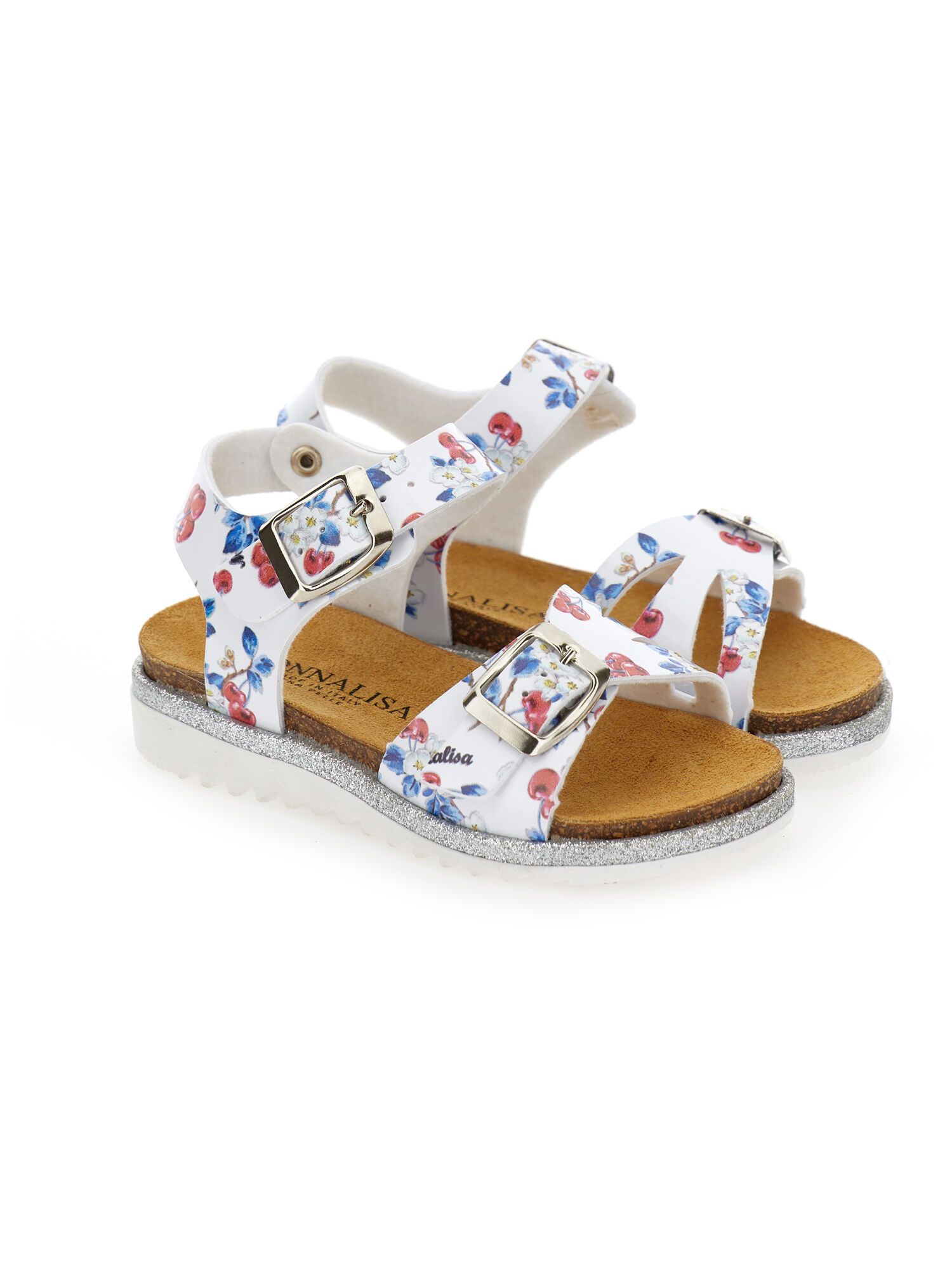 Cherry print sandals with toothed sole girl Monnalisa Bulgaria