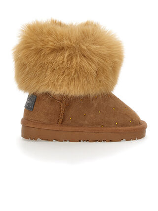 Crusted leather boots with rhinestones