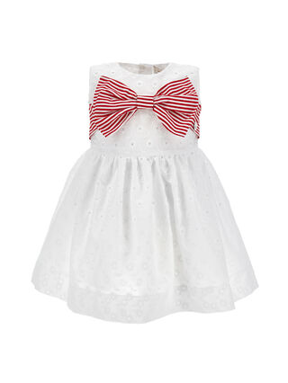 Sangallo muslin dress with maxi bow