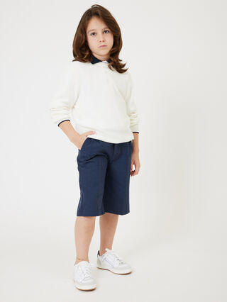 Single-colour pinstriped Bermuda shorts