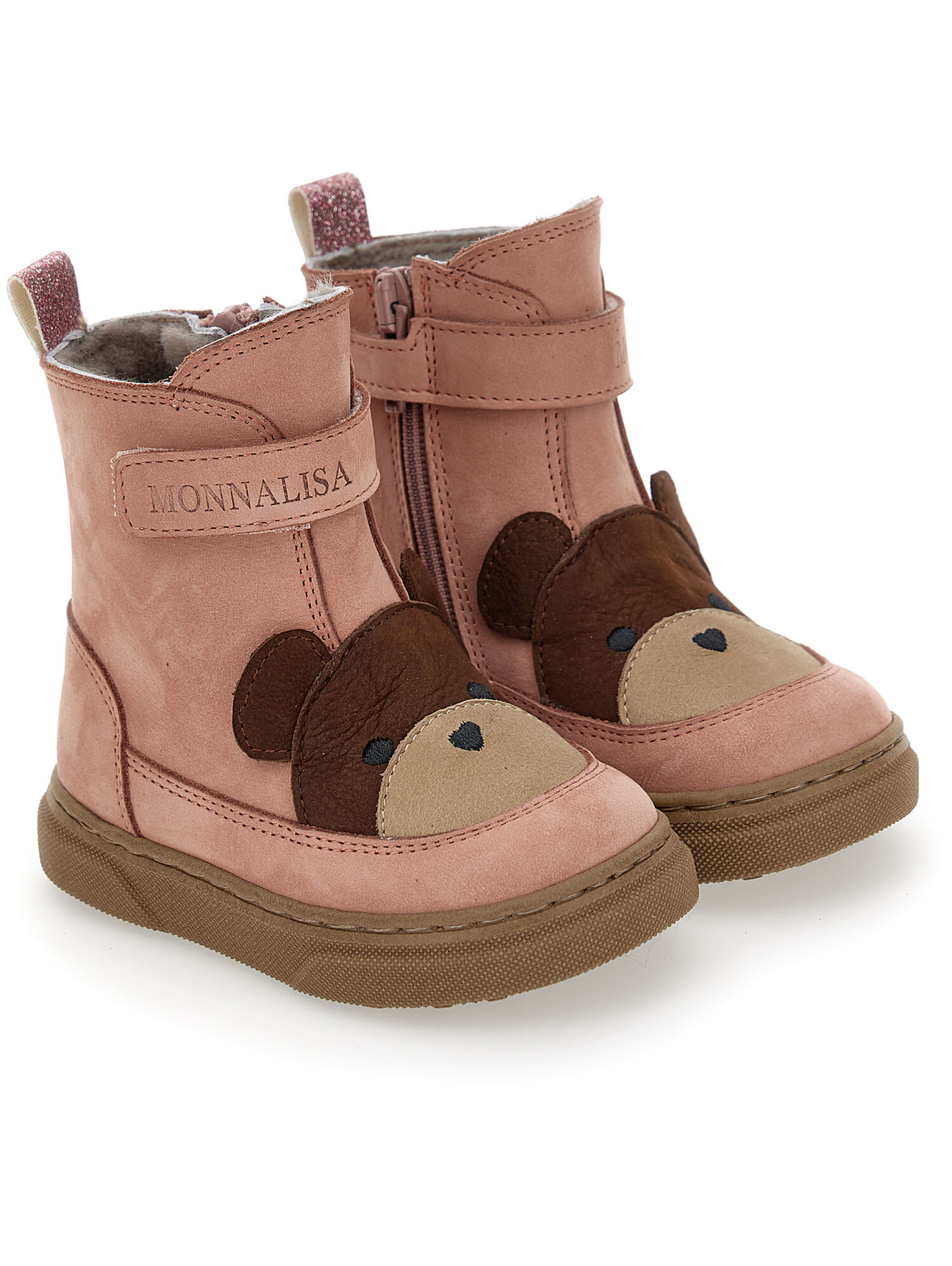 Monnalisa logo-patch ankle boots - Pink