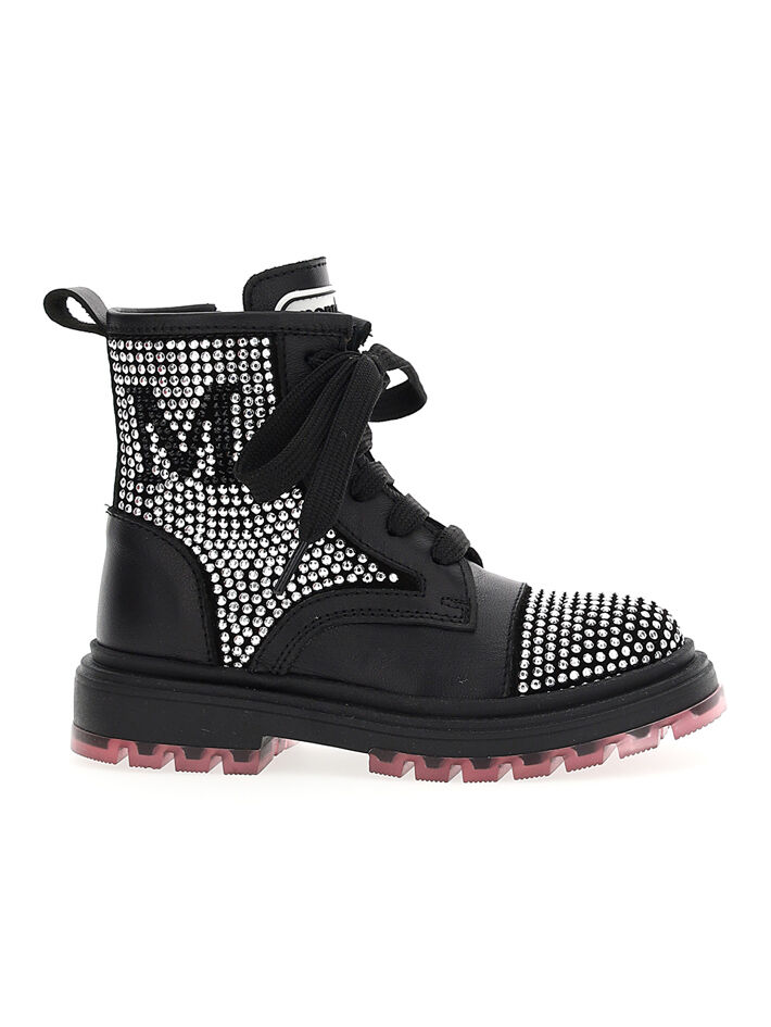 Glitter lace-up combat boots Monnalisa Girls Shoes Boots Ankle Boots 