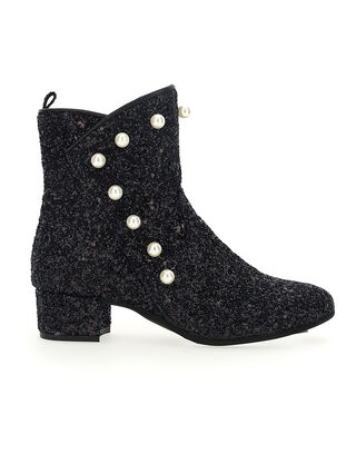 Glitter ankle boot with pearls