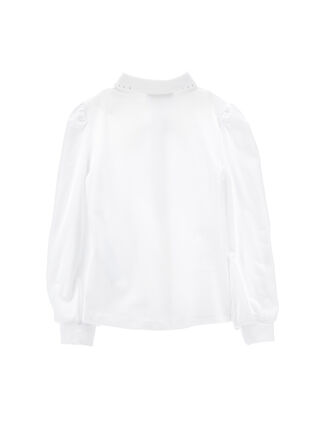 Jersey organic cotton shirt with rhinestones and bow