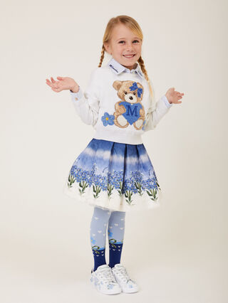 Теплые хлопковые колготки с цветочным принтом