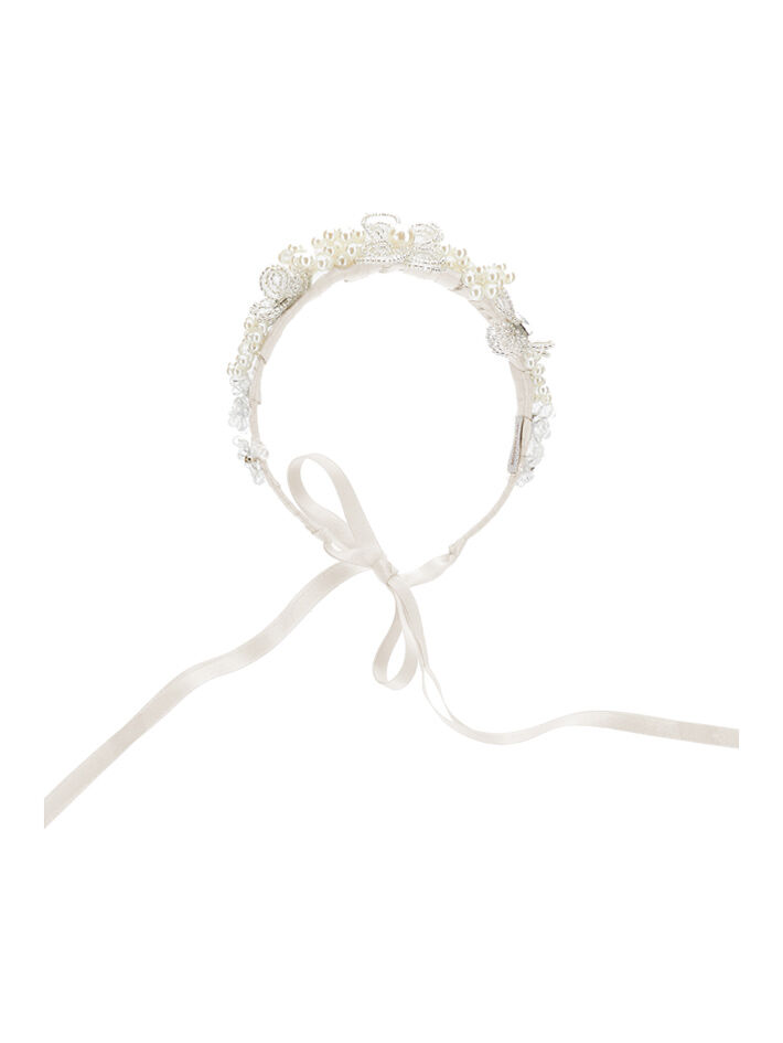 Monnalisa bow-detail gabardine headband - White
