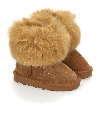 Crusted leather boots with rhinestones