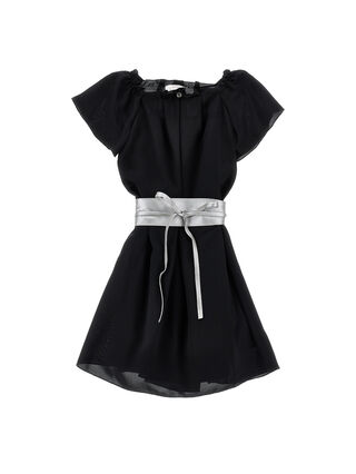 Vestido rasetto con cintur&oacute;n