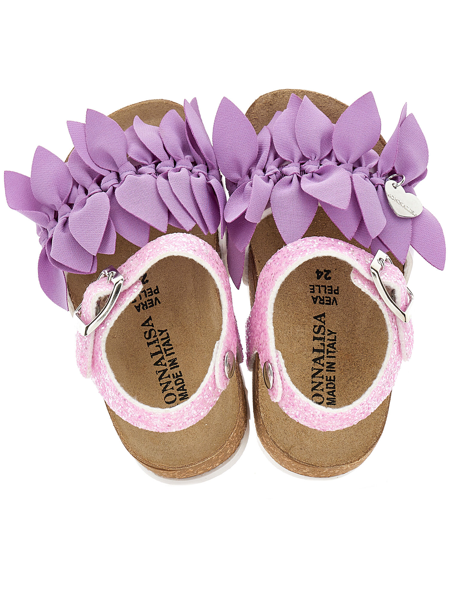 Glitter Sandals with Flowers