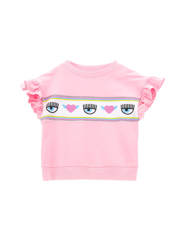 Chiara Ferragni Kids eyelike-motif velvet trousers - Pink