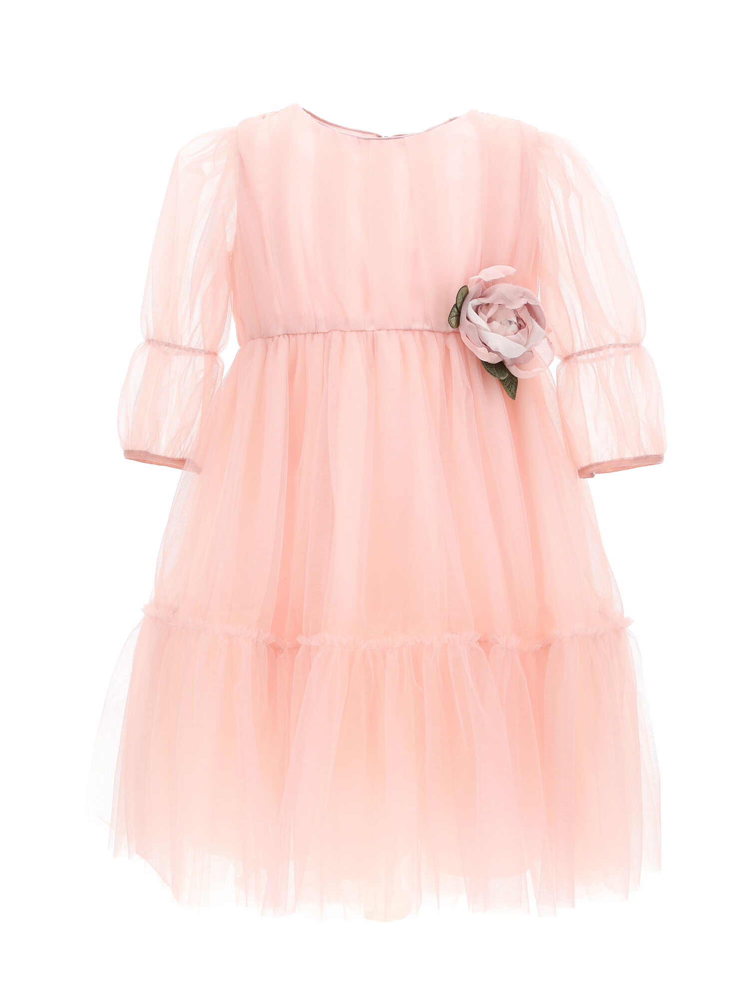 Tulle dress with maxi rose girl Monnalisa France