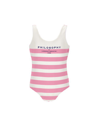 Полосатый слитный купальник с логотипом Philosophy