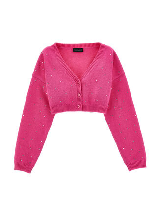 Cropped all-over rhinestone cardigan