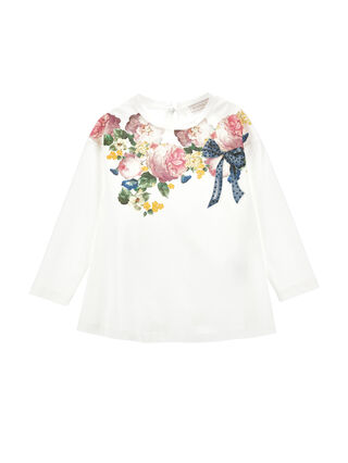 Floral graduated cotton maxi T-shirt