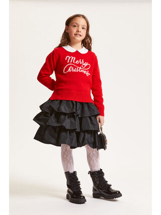 Taffeta flounced skirt