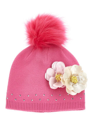 Wool blend hat with anemones