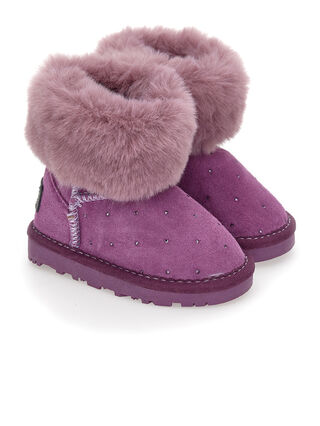 Crusted leather boots with rhinestones