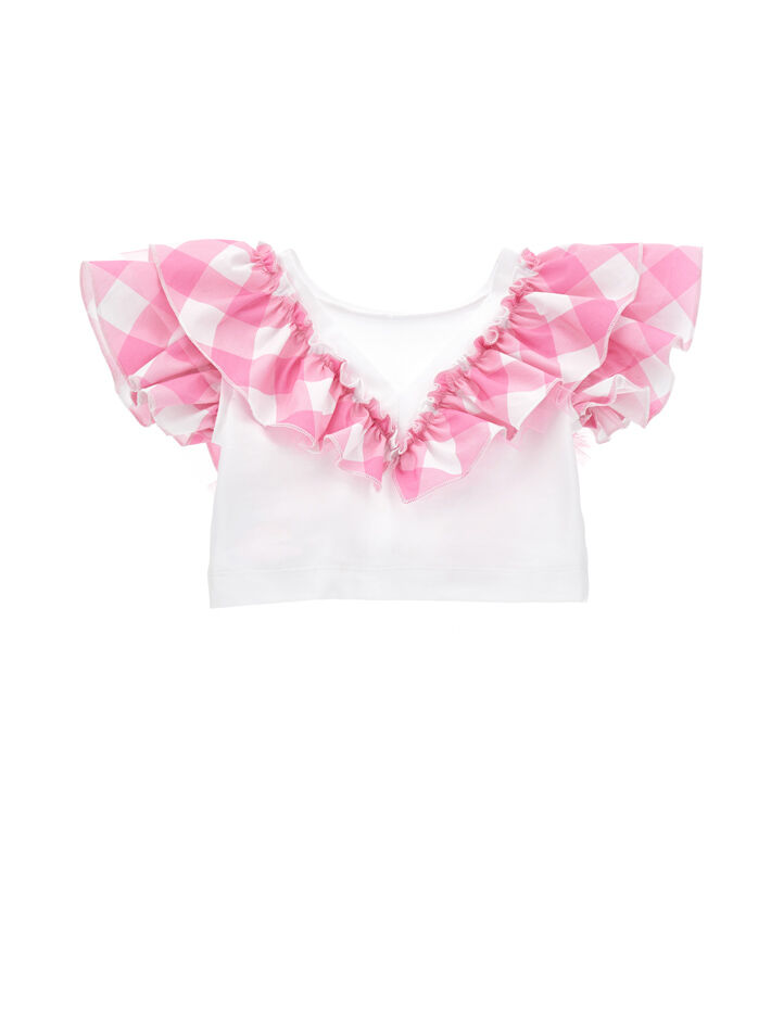 Monnalisa logo-plaque ruffled blouse - White