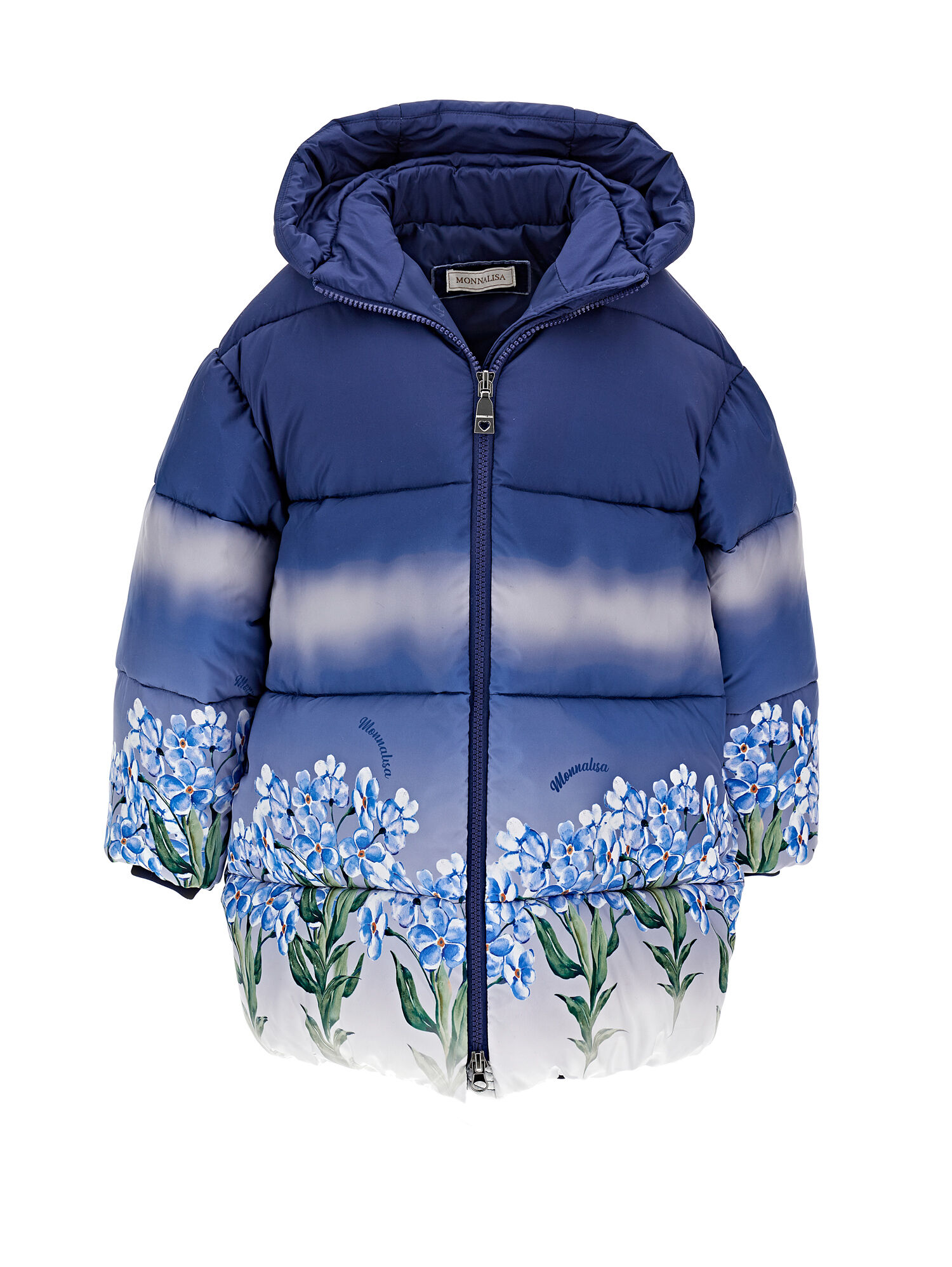Graduated down coat with flowers girl Monnalisa United Kingdom
