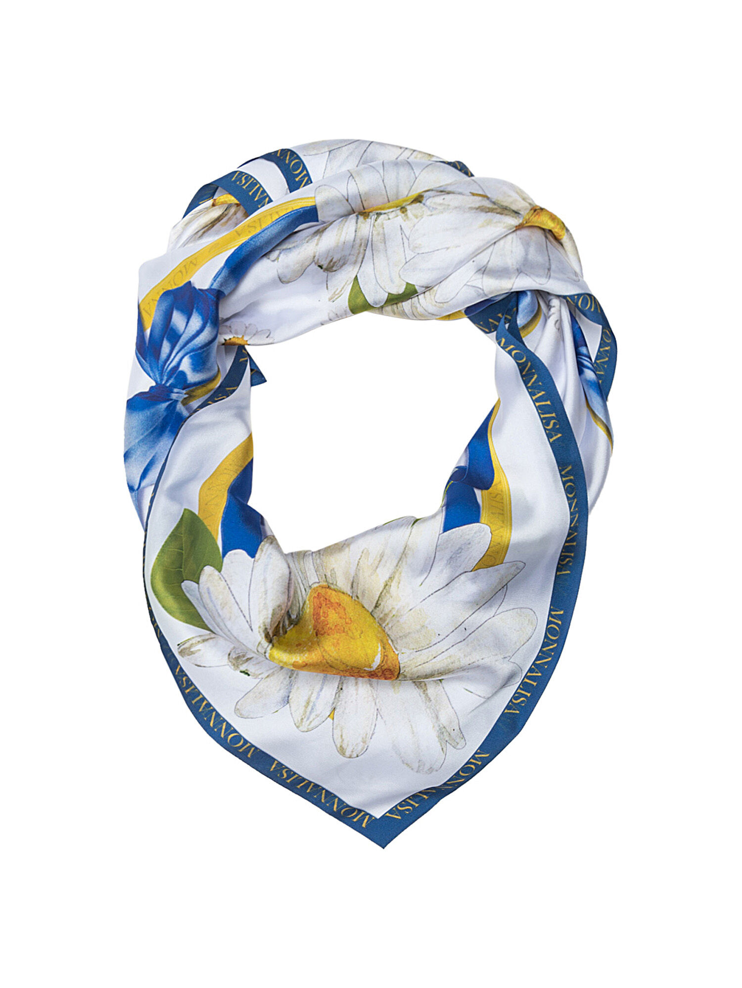 Satin foulard with daisies Monnalisa Girls Accessories Scarves 