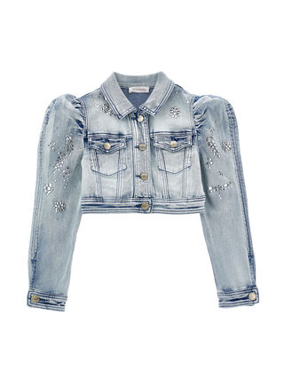 Denim jacket with jewel buttons