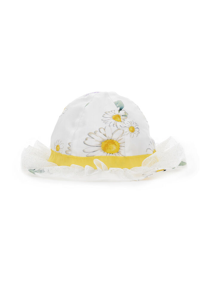 Monnalisa flower-detail knit hat - White