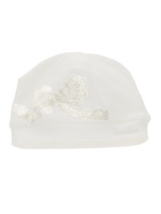 Cotton hat with lace bow