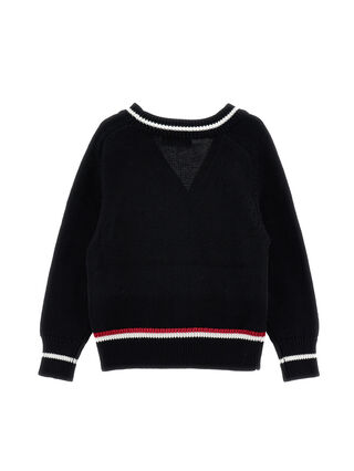 Strickjacke mit Stickereien und Logo-Knöpfen