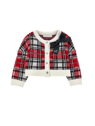 Tartan wool blend cardigan