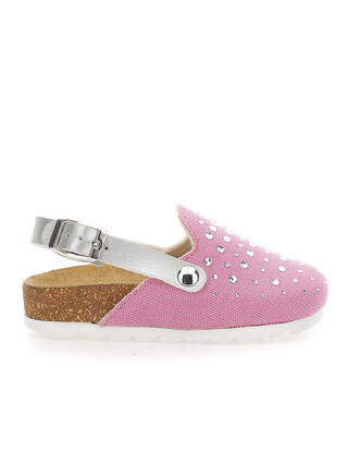 Jeans-Sabots mit Strass