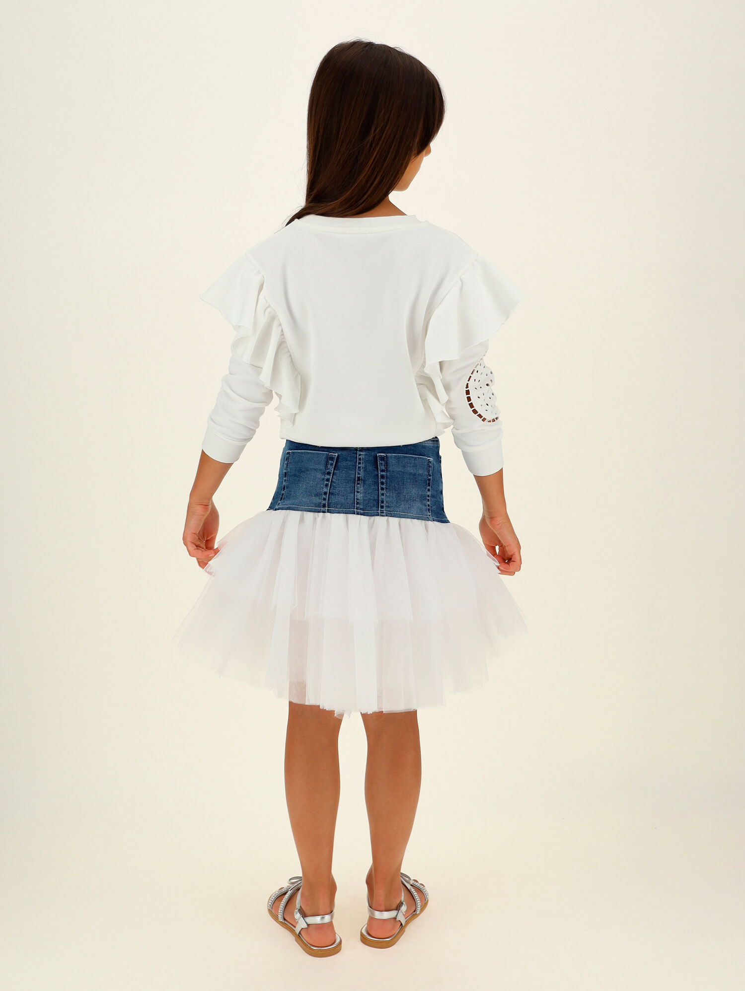 Monnalisa Bambina Abbigliamento Gonne Gonne di tulle Gonna jeans strass e tulle 