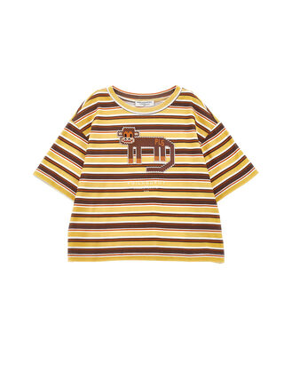 Полосатая футболка с принтом обезьяны